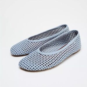Zara Blue Woven Flats